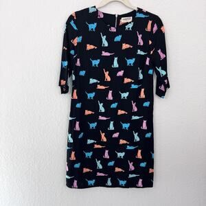 Modcloth Sugarhill Brighton Womens Allison Purrfect Mini Dress Size 6 Cat Black
